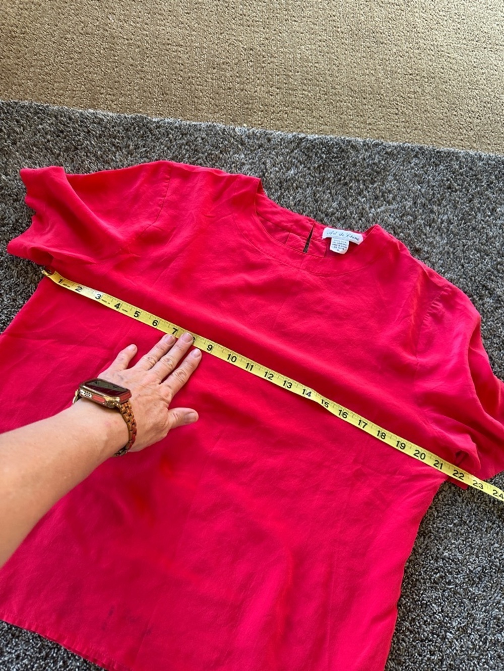 Art de Chine XL Women's Short-Sleeve Blouse 100% Silk Red Blouse - Picture 6 of 7